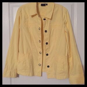 Tribal yellow denim jacket with snaps size 8 EUC